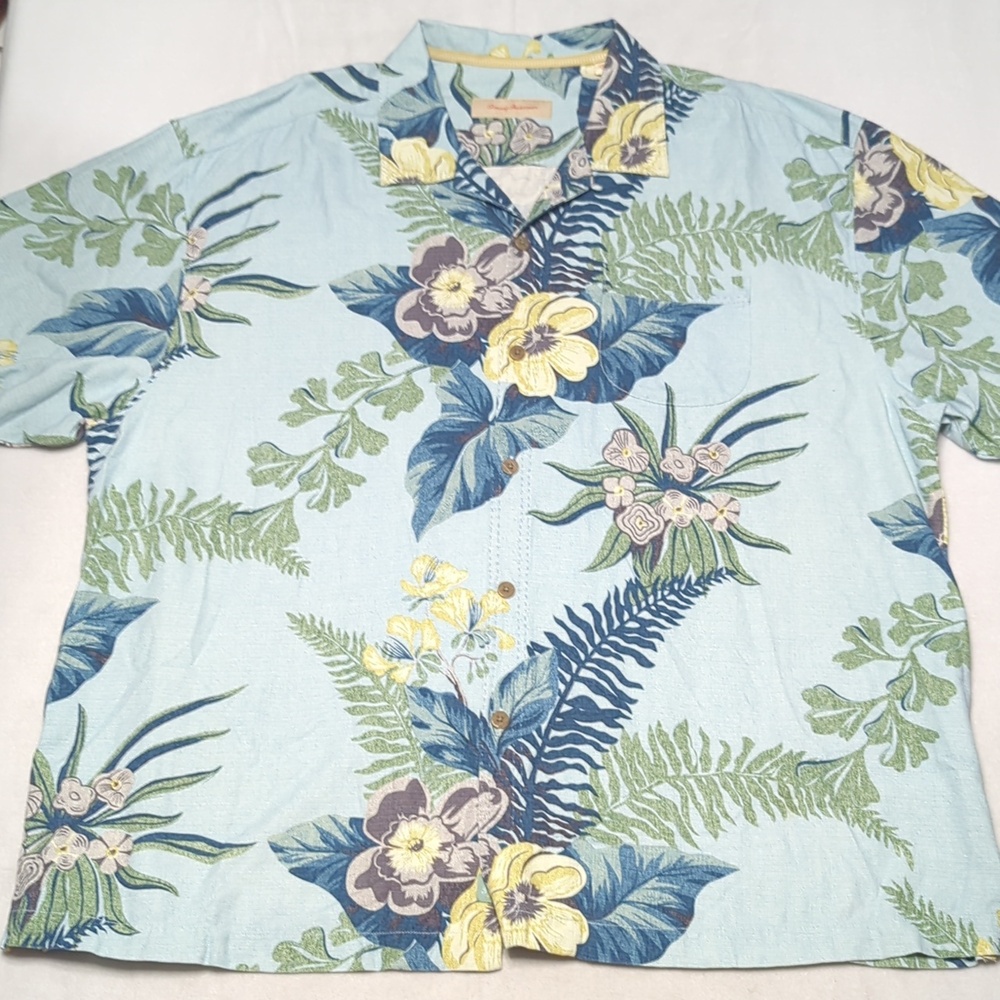 Tommy Bahama Silk Hawaiian Tropical Floral Camp Shirt Mens Size XXL - Picture 2 of 4